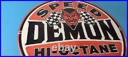Vintage Speed Demon Sign Gas Automobile Devil Garage Shop Porcelain Gas Sign