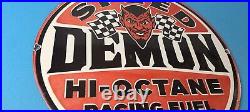 Vintage Speed Demon Sign Gas Automobile Devil Garage Shop Porcelain Gas Sign