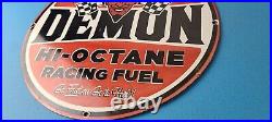 Vintage Speed Demon Sign Gas Automobile Devil Garage Shop Porcelain Gas Sign