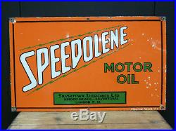 Vintage Speedolene Motor Oil enamel garage sign