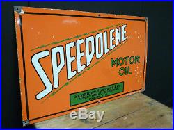 Vintage Speedolene Motor Oil enamel garage sign