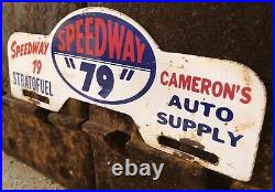Vintage Speedway 79 Stratofuel Gasoline Cameron's Auto License Plate Topper
