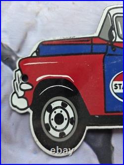 Vintage Standard Auto And Tire Service Tanker Porcelain Sign 12×5