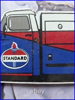 Vintage Standard Auto And Tire Service Tanker Porcelain Sign 12×5