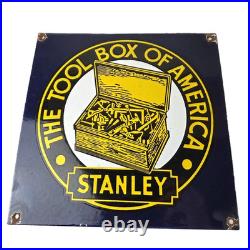 Vintage Stanley Tools Porcelain Sign Gas Auto Mechanic Garage Shop Sign
