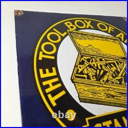 Vintage Stanley Tools Porcelain Sign Gas Auto Mechanic Garage Shop Sign