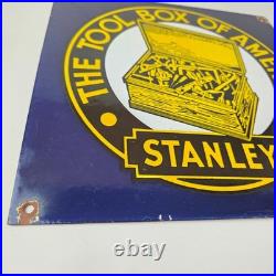 Vintage Stanley Tools Porcelain Sign Gas Auto Mechanic Garage Shop Sign