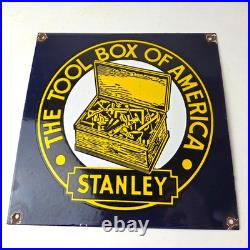 Vintage Stanley Tools Porcelain Sign Gas Auto Mechanic Garage Shop Sign
