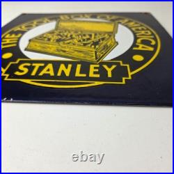 Vintage Stanley Tools Porcelain Sign Gas Auto Mechanic Garage Shop Sign