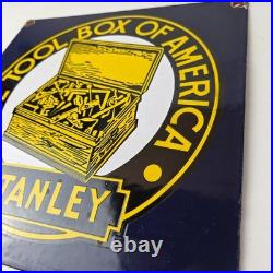 Vintage Stanley Tools Porcelain Sign Gas Auto Mechanic Garage Shop Sign