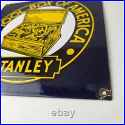 Vintage Stanley Tools Porcelain Sign Gas Auto Mechanic Garage Shop Sign