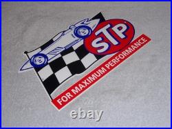 Vintage Stp Oil Additive + Race Car & Flag 12 Metal Die-cut Gasoline Sign S T P