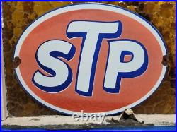 Vintage Stp Porcelain Sign Old Racing Motor Oil Auto Service Car Truck Garage