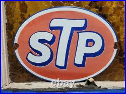 Vintage Stp Porcelain Sign Old Racing Motor Oil Auto Service Car Truck Garage