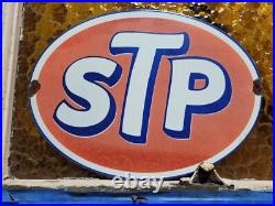 Vintage Stp Porcelain Sign Old Racing Motor Oil Auto Service Car Truck Garage