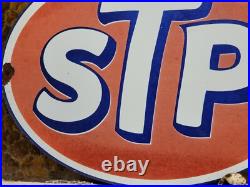 Vintage Stp Porcelain Sign Old Racing Motor Oil Auto Service Car Truck Garage
