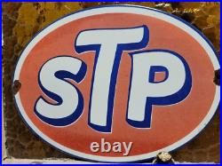 Vintage Stp Porcelain Sign Old Racing Motor Oil Auto Service Car Truck Garage