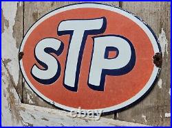 Vintage Stp Porcelain Sign Old Racing Motor Oil Auto Service Garage Petroliana