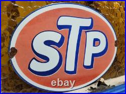 Vintage Stp Porcelain Sign Old Racing Motor Oil Auto Service Garage Petroliana
