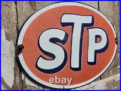 Vintage Stp Porcelain Sign Old Racing Motor Oil Auto Service Garage Petroliana