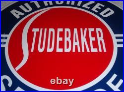 Vintage Studebaker Authorized Service 11 3/4 Porcelain Car Truck Gas Oil Sign