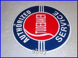 Vintage Studebaker Authorized Service 11 3/4 Porcelain Car Truck Gas Oil Sign