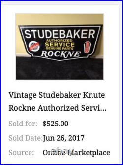 Vintage Studebaker Knute Rockne Car & Truck Parts 12 Metal Gasoline & Oil Sign