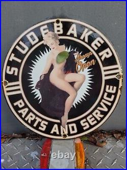 Vintage Studebaker Porcelain Sign Dealer Sale Parts & Service Automobile Garage