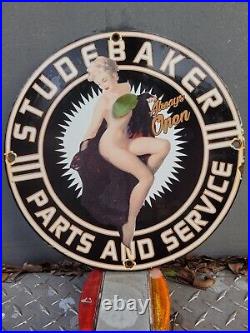 Vintage Studebaker Porcelain Sign Dealer Sale Parts & Service Automobile Garage