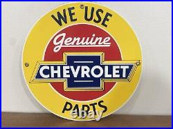 Vintage-Style Chevrolet We Use Genuine Parts 12 Round Metal Sign-Garage Decor