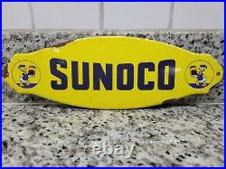 Vintage Sunoco Porcelain Sign Gas Station Door Plaque Oil Service Garage Auto