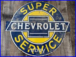 Vintage Super Chevrolet Service 20 Porcelain Metal Car, Truck Gasoline Oil Sign
