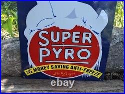 Vintage Super Pyro Anti-freeze Porcelain Enamel Auto Parts Sign 12 X 8