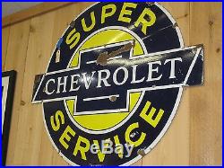 Vintage Super Service Chevrolet Porcelain Advertisement Sign 42