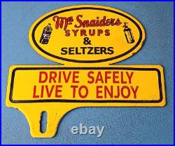 Vintage Syrups and Seltzers License Plate Topper Sign Ad on Automobile Topper