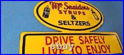 Vintage Syrups and Seltzers License Plate Topper Sign Ad on Automobile Topper