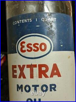 Vintage Tall Esso Extra Motor Car Engine Oil Bottle very good condition
