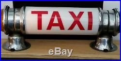 Vintage Taxi Advertising Light Sign Milk Glass Amber And Green Lights