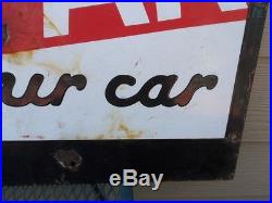 Vintage Texaco/Caltex METAL SIGN Let Us Marfak Your Car 2-Sided OIL SIGN