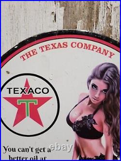Vintage Texaco Porcelain Sign Gas Station Oil Service Garage Woman American Auto
