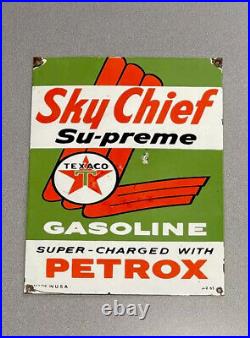 Vintage Texaco Sky Chief 18 Porcelain Sign Car Gas Oil Truck Gasoline Auto