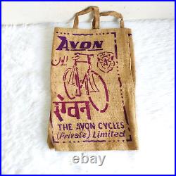 Vintage The Avon Cycle Automobile Advertising Jute Bag Rare Collectible Old CL88