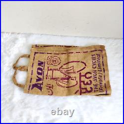 Vintage The Avon Cycle Automobile Advertising Jute Bag Rare Collectible Old CL88