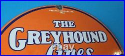 Vintage The Greyhound Porcelain Gas Bus Lines Route Auto Service Station Sign