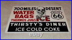 Vintage Thirsty's Diner Us Route 66 Truck Stop 12 Metal Gasoline & Oil Sign Car