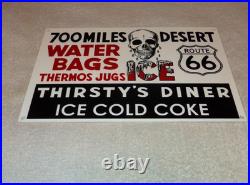 Vintage Thirsty's Diner Us Route 66 Truck Stop 12 Metal Gasoline & Oil Sign Car