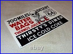 Vintage Thirsty's Diner Us Route 66 Truck Stop 12 Metal Gasoline & Oil Sign Car