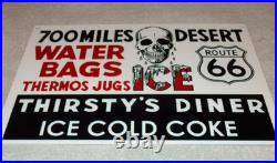 Vintage Thirsty's Diner Us Route 66 Truck Stop 12 Metal Gasoline & Oil Sign Car