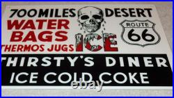 Vintage Thirsty's Diner Us Route 66 Truck Stop 12 Metal Gasoline & Oil Sign Car