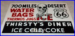 Vintage Thirsty's Diner Us Route 66 Truck Stop 12 Metal Gasoline & Oil Sign Car